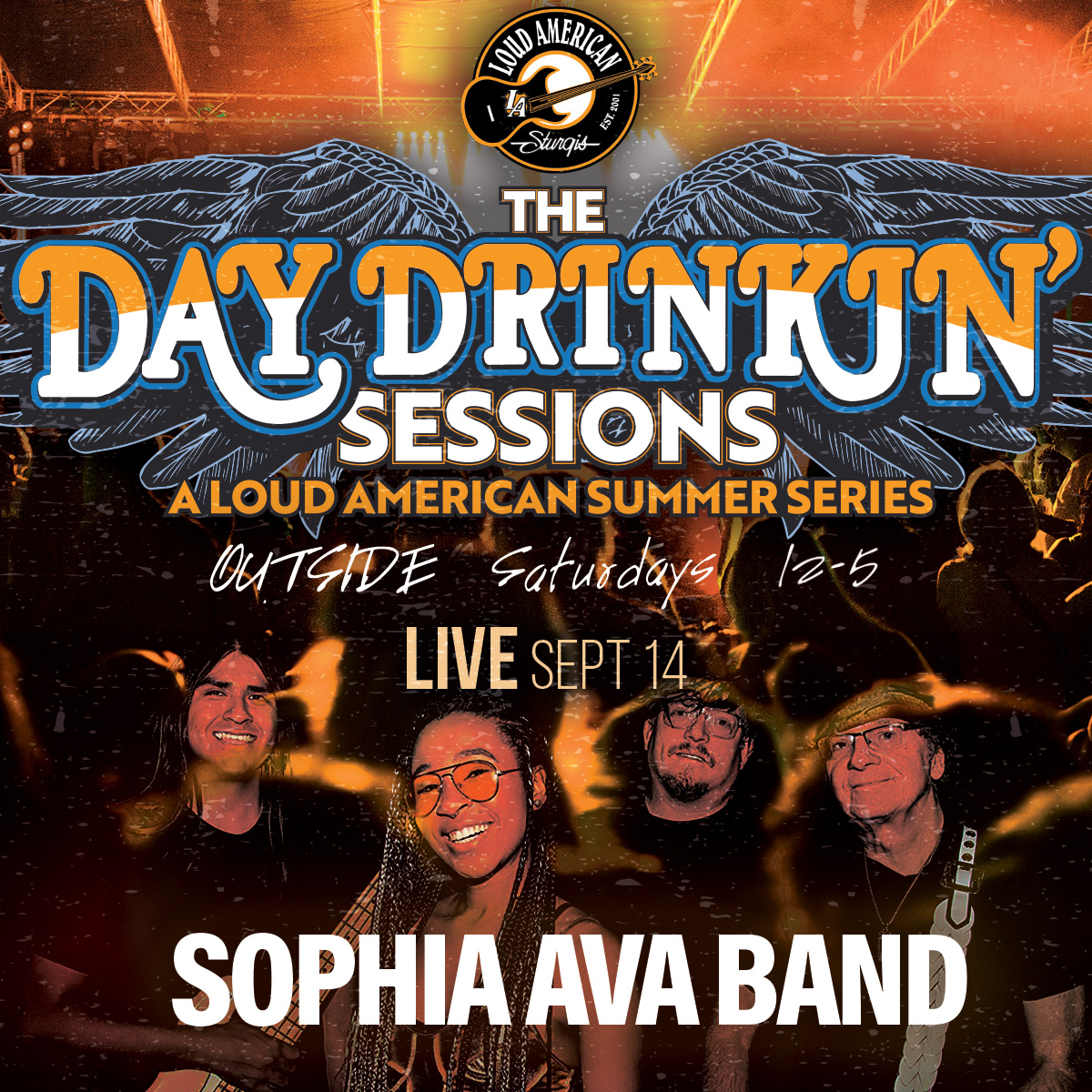 The Day Drinkin' Sessions continue this Saturday Noon-5 with the Sophia Ava Band and Adda Boyd!