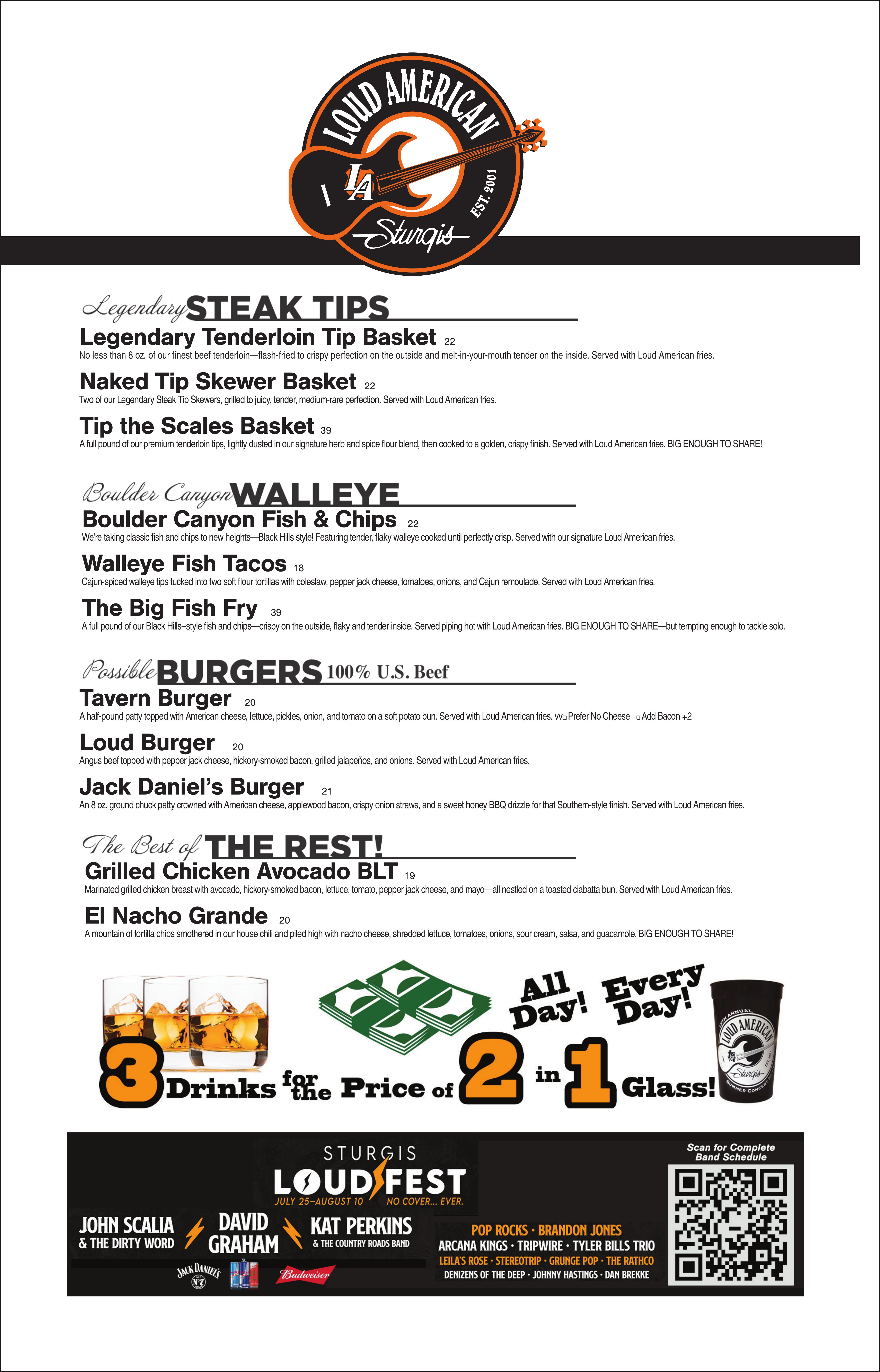 Loud American Rally Menu 2025